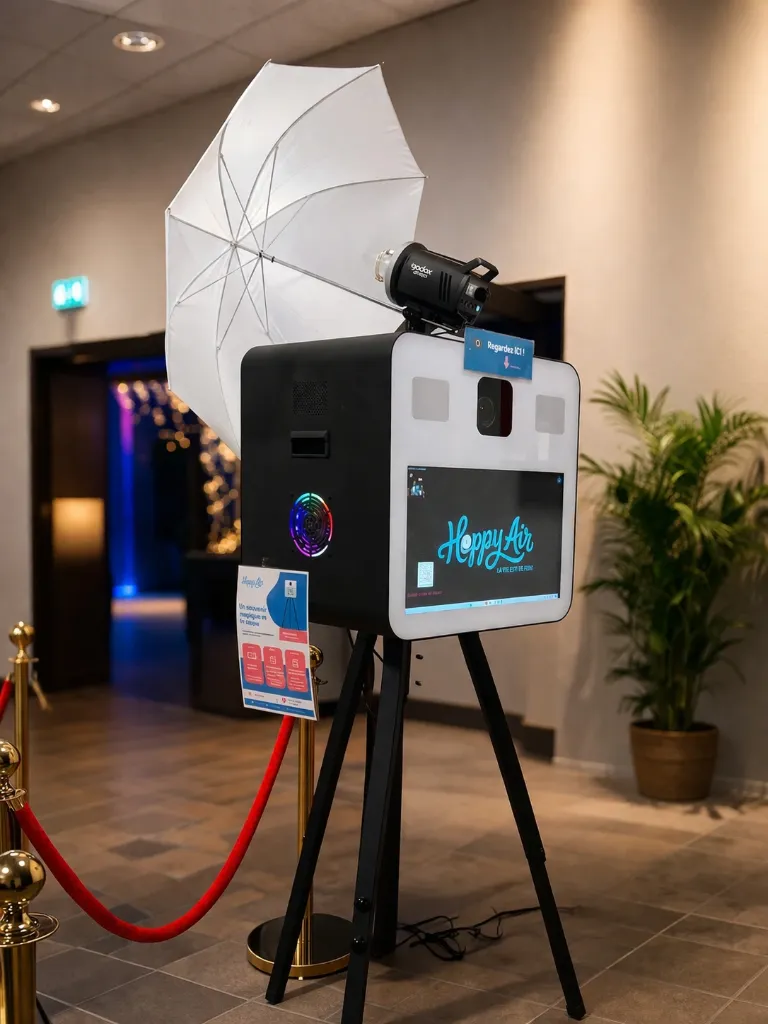 Photobooth Tripod Noir - Numérique illimité - cadre photo personnalisé